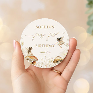 Fairy First Birthday Boho Runder Aufkleber