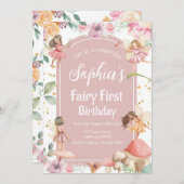 Fairy First Birthday Einladung Fairy Einladung (Vorne/Hinten)