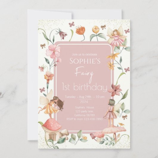 Fairy First Birthday Einladung Fairy Einladung (Vorderseite)