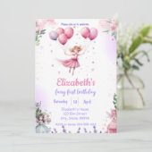 Fairy First Birthday Einladung für Mädchen (Stehend Vorderseite)