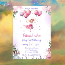 Fairy First Birthday Einladung für Mädchen