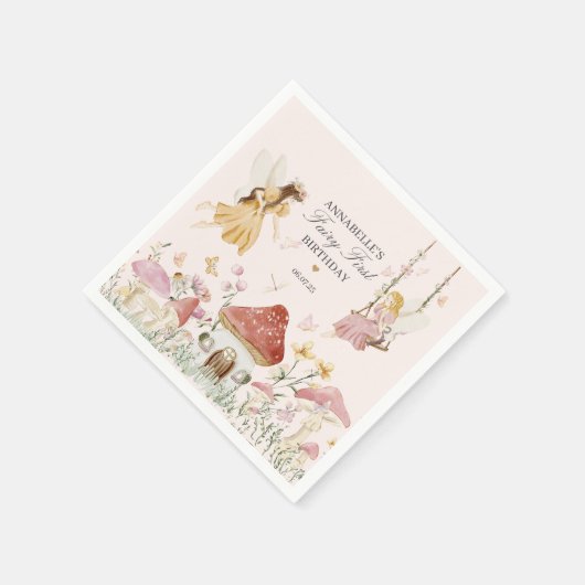 Fairy First Birthday Enchanted Dessert Tableware Serviette (Ecke)