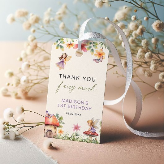 Fairy First Birthday Enchanted Forest Vielen Dank Geschenkanhänger