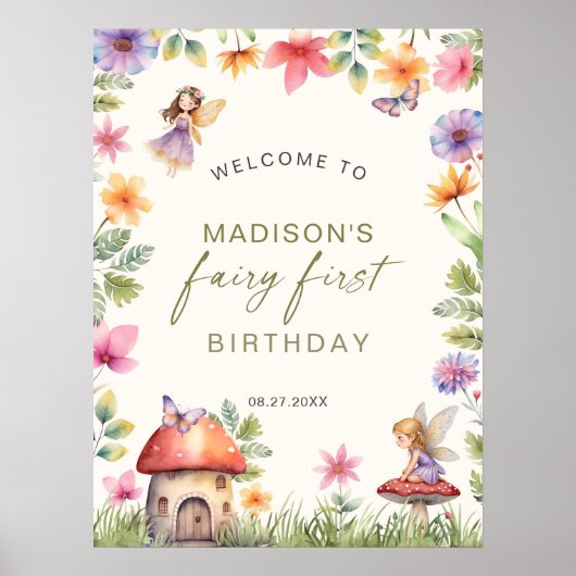 Fairy First Birthday Enchanted Forest Welcome Poster (Vorne)