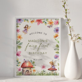 Fairy First Birthday Enchanted Forest Welcome Poster