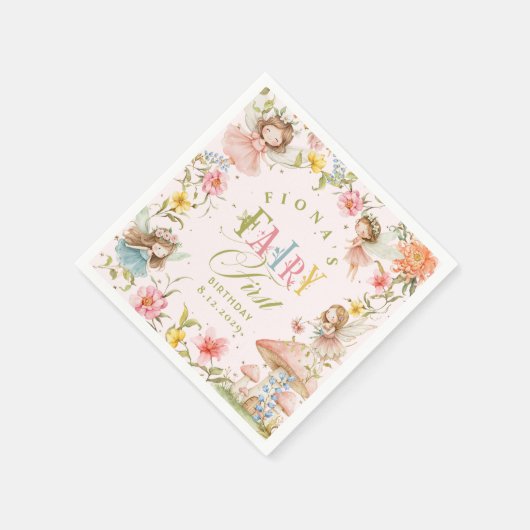 Fairy First Birthday Enchanted Garden Bright Serviette (Ecke)