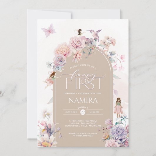 Fairy First Birthday Enchanted Garden Party Einladung (Vorderseite)