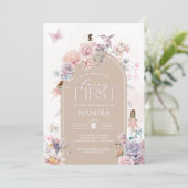 Fairy First Birthday Enchanted Garden Party Einladung (Stehend Vorderseite)