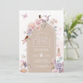 Fairy First Birthday Enchanted Garden Party Einladung (Stehend Vorderseite)