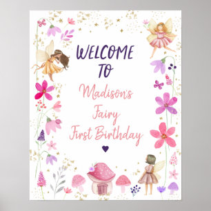Fairy First Birthday Enchanted Garden Willkommen Poster