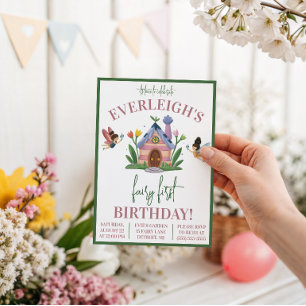 Fairy First Birthday, Fairy Garden Geburtstag Einladung