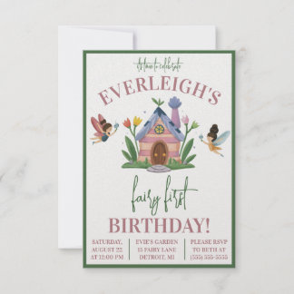 Fairy First Birthday, Fairy Garden Geburtstag Einladung