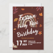 Fairy First Birthday Fall Boho Rainbow Einladung (Vorderseite)