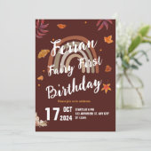 Fairy First Birthday Fall Boho Rainbow Einladung (Stehend Vorderseite)