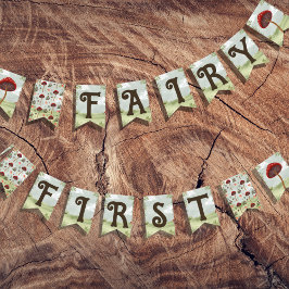 Fairy First Birthday Forest Garden Mushroom Wimpelkette