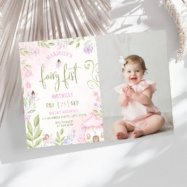 Fairy First Birthday Forest Mushroom Foto Einladung