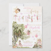 Fairy First Birthday Forest Watercolor Einladung (Vorderseite)