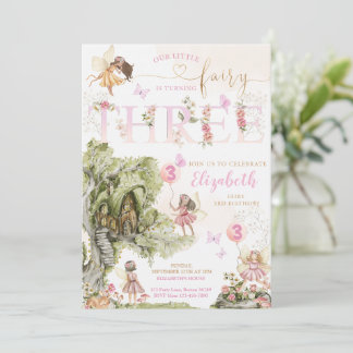 Fairy First Birthday Forest Watercolor Einladung