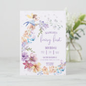 Fairy First  Birthday Forest Watercolor Mushroom  Einladung (Stehend Vorderseite)