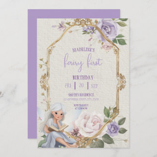 Fairy First  Birthday Forest Watercolor Mushroom  Einladung