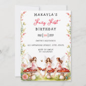 Fairy First Birthday Forest Watercolor Mushroom Einladung (Vorderseite)