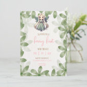 Fairy First Birthday Forest Watercolor Mushroom  Einladung (Stehend Vorderseite)