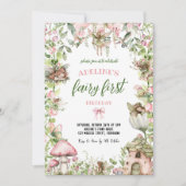 Fairy First Birthday Forest Watercolor Niedlich Gi Einladung (Vorderseite)