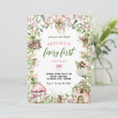Fairy First Birthday Forest Watercolor Niedlich Gi Einladung (Stehend Vorderseite)