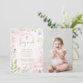 Fairy First Birthday Foto Vielen Dank Einladung (Stehend Vorderseite)