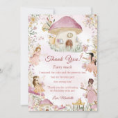 Fairy First Birthday Foto Vielen Dank Einladung (Vorderseite)