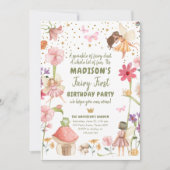 Fairy First Birthday Girl 1. Fairy Forest Magical Einladung (Vorderseite)
