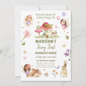 Fairy First Birthday Girl 1. Fairy Forest Magical Einladung (Vorderseite)