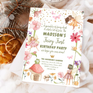 Fairy First Birthday Girl 1. Fairy Forest Magical Einladung