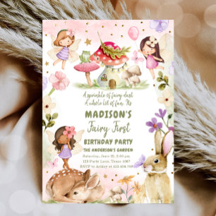 Fairy First Birthday Girl 1. Fairy Forest Magical Einladung
