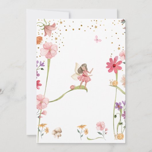 Fairy First Birthday Girl 1. Fairy Forest Magical Einladung (Rückseite)