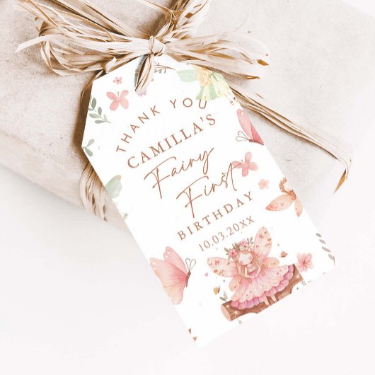 Fairy First Birthday Girl Danke Geschenkanhänger