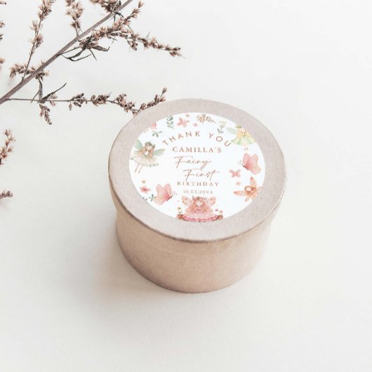 Fairy First Birthday Girl Runder Aufkleber