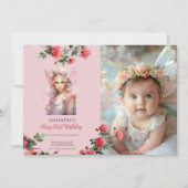 Fairy First Birthday Invitation | Dusty Pink Einladung (Vorderseite)