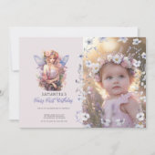 Fairy First Birthday Invitation | Dusty Purple Einladung (Vorderseite)