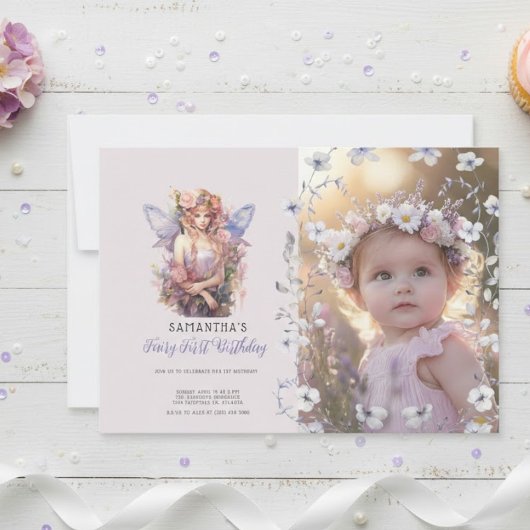 Fairy First Birthday Invitation | Dusty Purple Einladung