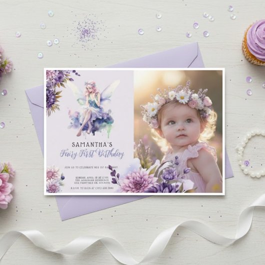 Fairy First Birthday Invitation | Dusty Purple Einladung
