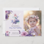 Fairy First Birthday Invitation | Dusty Purple Einladung (Vorderseite)