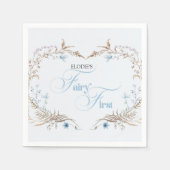 Fairy First Birthday Invitation | Elegant Blue  Serviette (Vorderseite)