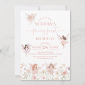 Fairy First Birthday Invitation Girl Einladung (Vorderseite)