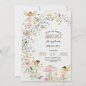 Fairy First Birthday Invitation Wildflower 1st Einladung (Vorderseite)