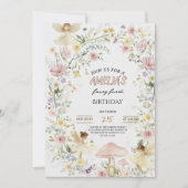 Fairy First Birthday Invitation Wildflower 1st Einladung (Vorderseite)
