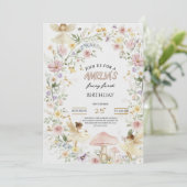 Fairy First Birthday Invitation Wildflower 1st Einladung (Stehend Vorderseite)