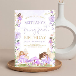 Fairy First Birthday Lila Magische Wildblume Einladung