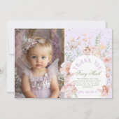 Fairy First Birthday Lilac Photo Thank You Card Einladung (Vorderseite)