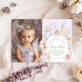 Fairy First Birthday Lilac Photo Thank You Card Einladung